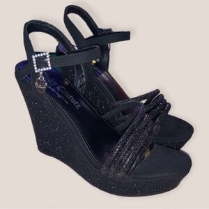 Juicy Couture Black Rhinestone Wedges